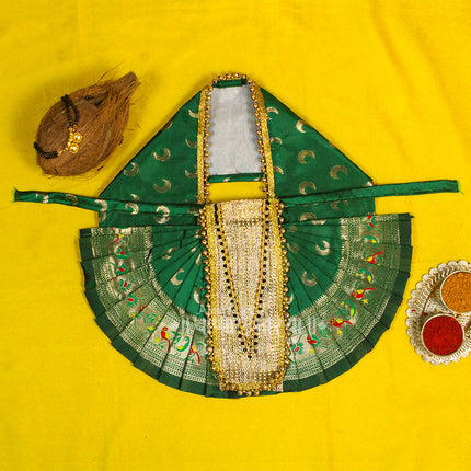 Karveer Nivasini Mahalaxmi Devi Face Poshak – Traditional Goddess Dress for Puja & Temple Decoration | Ambabai Style Poshak for Idol & Kalash (7 Inches Poshak)