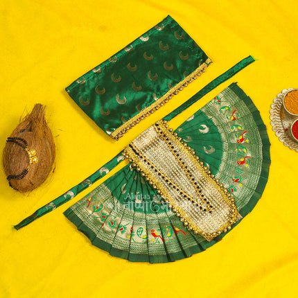 Karveer Nivasini Mahalaxmi Devi Face Poshak – Traditional Goddess Dress for Puja & Temple Decoration | Ambabai Style Poshak for Idol & Kalash (7 Inches Poshak)