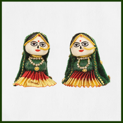 Traditional Riddhi Siddhi Idol Set – Ganpati Consorts in Betel Nut Craft for Puja, Mandir & Spiritual Gifting