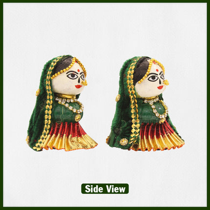 Traditional Riddhi Siddhi Idol Set – Ganpati Consorts in Betel Nut Craft for Puja, Mandir & Spiritual Gifting