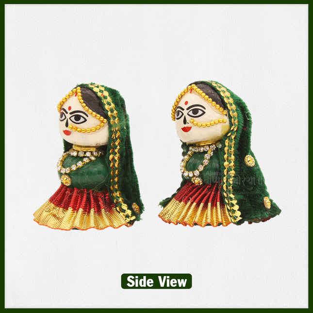 Traditional Riddhi Siddhi Idol Set – Ganpati Consorts in Betel Nut Craft for Puja, Mandir & Spiritual Gifting