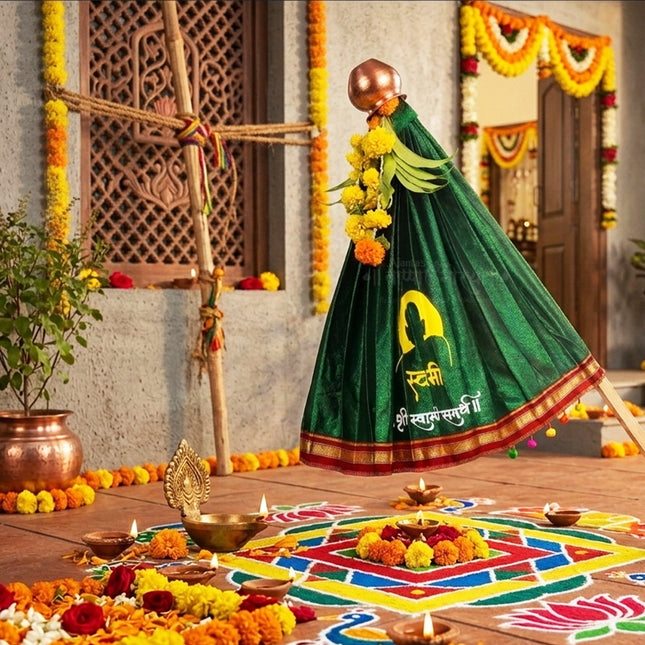 Swami Mauli Marathi Maharashtrian New Year Gudhi Padwa Special Traditional Cloth for Gudi Padwa Celebration Festive Pooja & Home Decor Item (36 Inch )