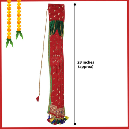Chandrakore Design Gudi for Gudi Padwa Ugadi Vastra for Gudhi Padwa FestivalTraditional Maharashtrian Gudi Cover Saree Cloth for GudiPadva | Readymade Ugadi & GudhiPadawa Decoration Pooja DécorTraditional Maharashtrian Festival Decoration (28 inch)