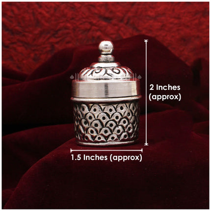 Traditional  Haldi Kumkum Container – 2 Inch Decorative Sindoor & Turmeric Box for Pooja | Set of 2 Designer Containers