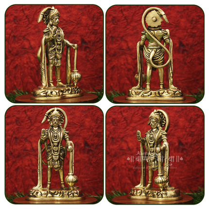 Pure Brass Standing Hanuman Statue – Handcrafted Divine Idol for Pooja & Temple Decor