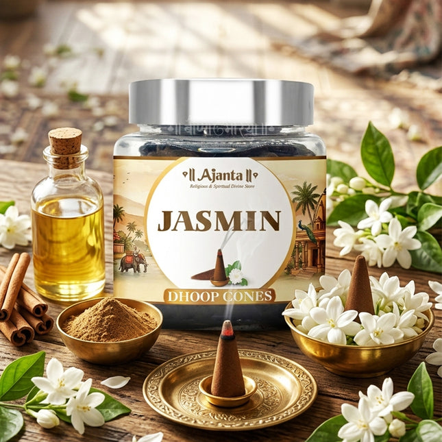 Natural  Jasmine (Mogra) Dhoop Cones – सुगंधित धूप कोन पूजा, आरती व ध्यानासाठी लाँग लास्टिंग जाईचा सुगंध मंदिर व घरासाठी