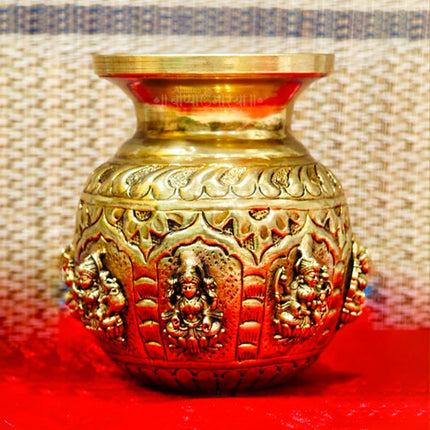 Traditional Ashta Lakshmi Kalash for Pooja – Divine Spiritual Kalash Representing Eight Forms of Lakshmi for Home, Temple, and Festive Worship (4 Inch )
