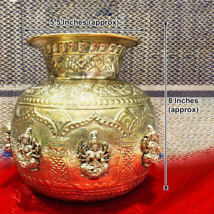 Traditional Ashta Lakshmi Ashtalakshmi Kalash Lota  for Pooja | Sacred Kalash of 8 Forms of Goddess Lakshmi Use for Margashirsha Navratri & Lakshmi Vrat/Varalakshmi Vratham Multipurpose Puja (Big Size)
