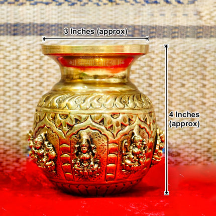 Traditional Ashta Lakshmi Kalash for Pooja – Divine Spiritual Kalash Representing Eight Forms of Lakshmi for Home, Temple, and Festive Worship (4 Inch )