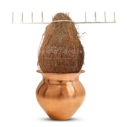 Kalash Kadi/Kalash Stand for Margashish Vrat Varalakshmi Devi Pooja Ghatastapna Made in Brass with Silver Polish (10 Inch Length)