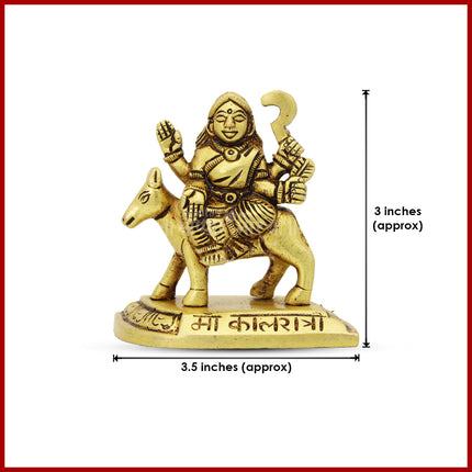 Maa Kalratri Devi Idol | Brass Finish Navdurga Murti for Home Mandir, Navratri Pooja & Gifting (3 Inch)