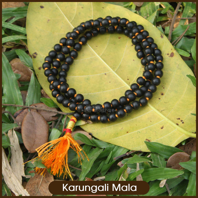 Karungali Malai Jaap Mala 108 Beads | Premium Ebony Wood Natural Black Beads, Meditation, Prayer, Healing |  Length: 20 inches  | For Men & Women (10 mm)