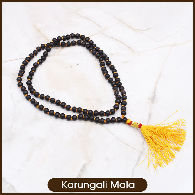 100% Natural Karungali Mala/Original Karungali Malai/Natural Black Ebony Wood Mala (Size: 6mm, Length: 16 inches, Beads: 108+1)