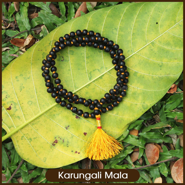 100% Natural Karungali Mala/Original Karungali Malai/Natural Black Ebony Wood Mala (Size: 6mm, Length: 16 inches, Beads: 108+1)