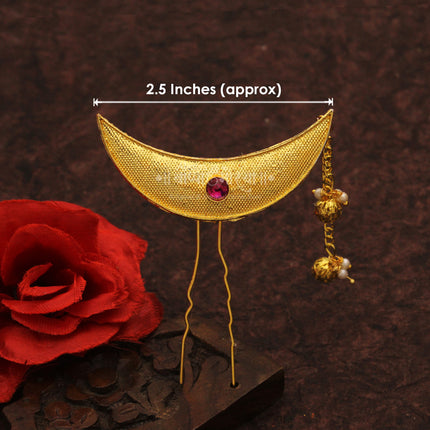 Maharashtrian Traditional Khopa | Gold Tone Hair Bun Jewellery | 2.5 Inch Bridal & Festive Hair Accessory