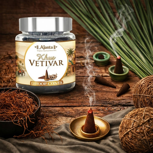 Natural Khus Dhoop Cones – Sugandhit Vetiver Aroma for Pooja & Meditation