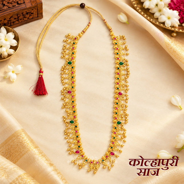 Traditional Kolhapuri Saaj Necklace Maharashtrian Traditional Jewellery for Devi Idol Shringar  Wedding, Festive & Ethnic Wear Haar