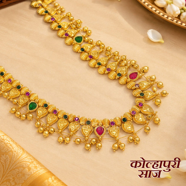 Traditional Kolhapuri Saaj Necklace Maharashtrian Traditional Jewellery for Devi Idol Shringar  Wedding, Festive & Ethnic Wear Haar