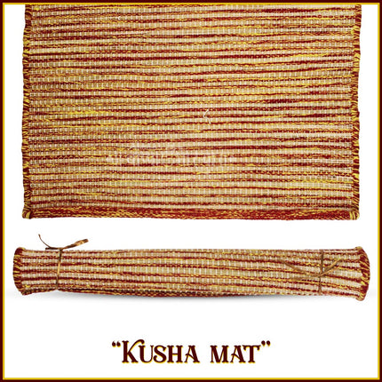 Namsmaran Japa Mat Natural Kusha Grass Mat for Meditation & Yoga | Handwoven Kush Asana from Sacred Dharba Grass Natural Real Kusha Aasan or Meditation Mat for Pooja Yoga Mat Eco Friendly (24 inches)
