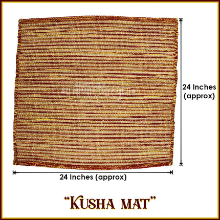 Namsmaran Japa Mat Natural Kusha Grass Mat for Meditation & Yoga | Handwoven Kush Asana from Sacred Dharba Grass Natural Real Kusha Aasan or Meditation Mat for Pooja Yoga Mat Eco Friendly (24 inches)