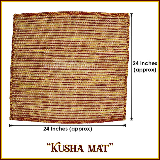 Namsmaran Japa Mat Natural Kusha Grass Mat for Meditation & Yoga | Handwoven Kush Asana from Sacred Dharba Grass Natural Real Kusha Aasan or Meditation Mat for Pooja Yoga Mat Eco Friendly (24 inches)