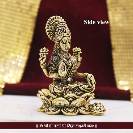 Mahalaxmi Brass Idol (2.5 Inch) | Small Goddess Maha Lakshmi Murti for Pooja, Diwali, Office Desk, Locker & Gifting