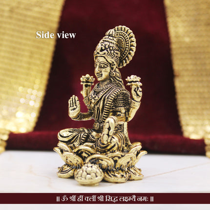 Mahalaxmi Brass Idol (2.5 Inch) | Small Goddess Maha Lakshmi Murti for Pooja, Diwali, Office Desk, Locker & Gifting