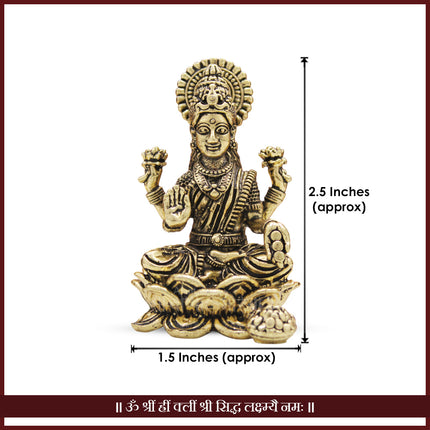 Mahalaxmi Brass Idol (2.5 Inch) | Small Goddess Maha Lakshmi Murti for Pooja, Diwali, Office Desk, Locker & Gifting