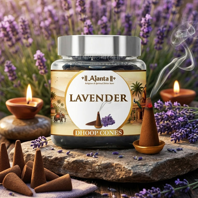 Premium Lavender Sugandhit Dhoop Cones Lavender Aroma Dhoop Cones – Long Lasting Fragrance for Pooja & Meditation