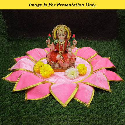 Decorative Lotus Kamal Aasan for Home Temple | Sacred Pooja Velvet Cloth for Deity Idols – Navratri & Margashirsha Special