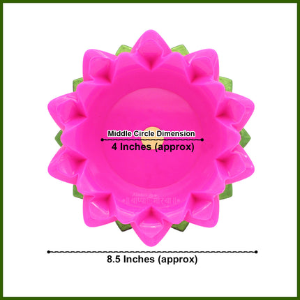 Lotus Padma Kamal Urli Stand for Pooja Decoration - Easy-to-Use Lotus Base for Laxmi Idol, Kalash Sthapana & Deepam( Pink & Green) (8.5 inch Diameter)