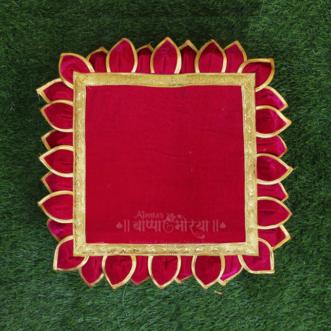 Chaurang Aasan चौरंग आसन Velvet for Diya, Kalash & Idol Holy Lotus Flower Asan (Pink)