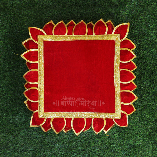 Velvet Chaurang asan for Diya, Kalash & Idol Holy Flower Aasan Ideal for Kalash Pooja God and Godesses Sthapna (15×15 Inch )