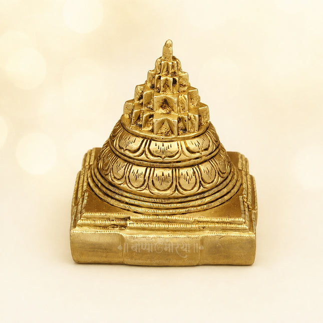 Meru Shree Yantra in brass Sri Chakra for Wealth, Prosperity, Success & Spiritual Growth | Shri Yantra Puja for Home, Office & Temple