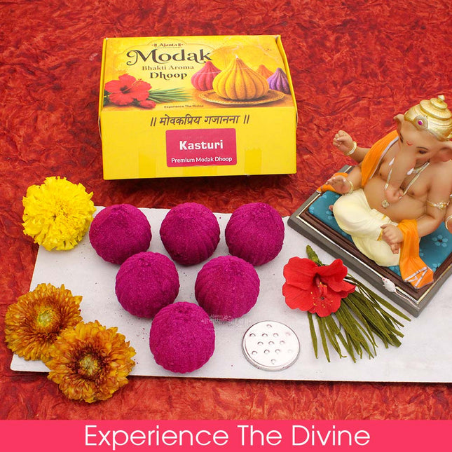 Divine Modak Shape Dhoop for Ganesh Festival | गणेश पूजा सामग्री, भजन, कीर्तन, आरती एवं धार्मिक उत्सवों के लिए प्रीमियम धूप (Kasturi )