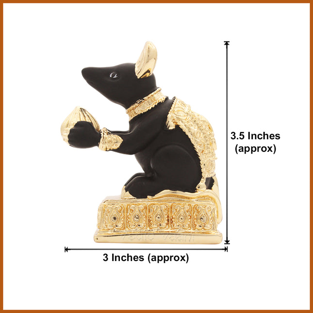 Black Mouse  with Pink Tail  Modakwale श्री गणेशाचे दिव्य वाहन Undir Mama Chuha  Modak Wala Ganesh Vahan  Decorative Mushak Raj Idol for Home Temple, Mandir & Ganesh Chaturthi हस्तनिर्मित मूर्ती देवघर, मंदिर व धार्मिक भेटीसाठी