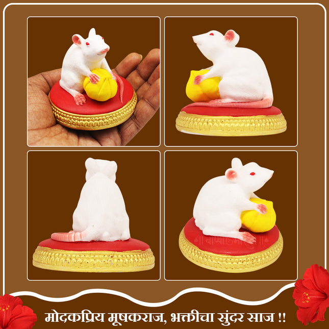 Ganesh Chaturthi Special Lord Ganesha's Vahan (Vehical )Undir Mama (Rat)Mushak Raj Idol for Blessings, Wealth & Positive Energy श्री गणेशाचे दिव्य वाहन Mooshak Musha  घरगुती पूजा, देवघर, मंदिर, गणेशोत्सव व आध्यात्मिक सजावटीसाठी(2.5 inch Height)