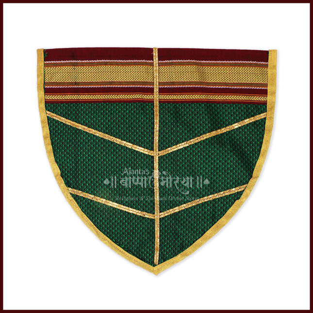 Khan Fabric Paan Vastra for Deity Naivedya Thali | Traditional Green Cloth for Pooja & Mandir | Aasan for Puja Prasad Plate | Handwoven Vastra for Modak, Bhog & Ritual Use (12 Inch Height)