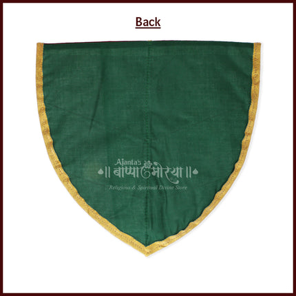 Khan Fabric Paan Vastra for Deity Naivedya Thali | Traditional Green Cloth for Pooja & Mandir | Aasan for Puja Prasad Plate | Handwoven Vastra for Modak, Bhog & Ritual Use (12 Inch Height)