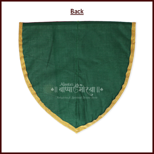 Khan Fabric Paan Vastra for Deity Naivedya Thali | Traditional Green Cloth for Pooja & Mandir | Aasan for Puja Prasad Plate | Handwoven Vastra for Modak, Bhog & Ritual Use (12 Inch Height)