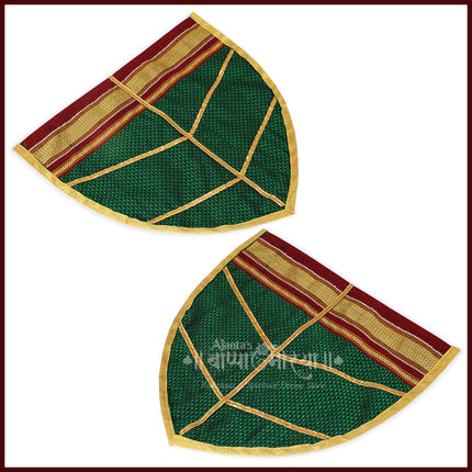 Khan Fabric Paan Vastra for Deity Naivedya Thali | Traditional Green Cloth for Pooja & Mandir | Aasan for Puja Prasad Plate | Handwoven Vastra for Modak, Bhog & Ritual Use (12 Inch Height)