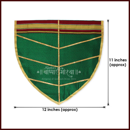 Khan Fabric Paan Vastra for Deity Naivedya Thali | Traditional Green Cloth for Pooja & Mandir | Aasan for Puja Prasad Plate | Handwoven Vastra for Modak, Bhog & Ritual Use (12 Inch Height)
