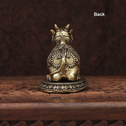 Brass Nandi Statue for Pooja Sacred Bull Idol for Home Temple  Lord Shiva's Vahan for Mandir & Worship | Spiritual Cow Figurine | Vastu & Decorative Handcrafted Nandikeshwara Statue with Detailed Artwork | Hindu Decor for Temple, Office & Home