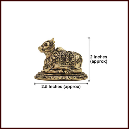 Brass Nandi Statue for Pooja Sacred Bull Idol for Home Temple  Lord Shiva's Vahan for Mandir & Worship | Spiritual Cow Figurine | Vastu & Decorative Handcrafted Nandikeshwara Statue with Detailed Artwork | Hindu Decor for Temple, Office & Home