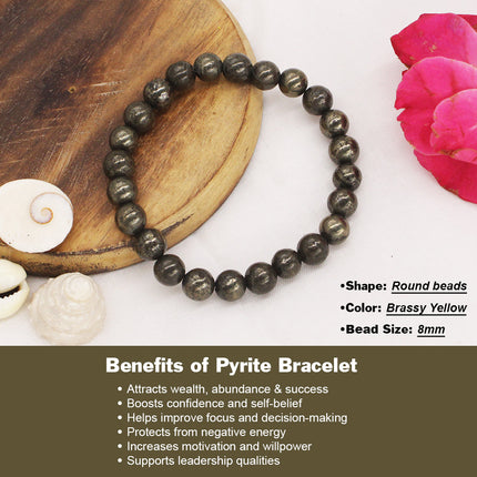 Pyrite Bracelet Pyrite (पायराईट ब्रेसलेट) Wealth Bracelet For Abundance