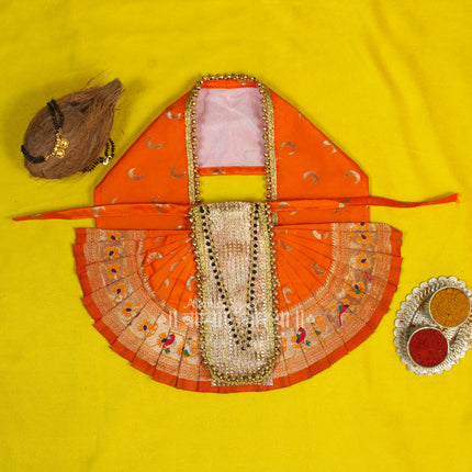 Karveer Nivasini Mahalaxmi Devi Face Poshak – Traditional Goddess Dress for Puja & Temple Decoration | Ambabai Style Poshak for Idol & Kalash (7 Inches Poshak)