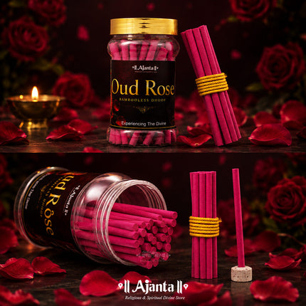 Oud Rose Bamboo-less Dhoop – Premium Rose Fragrance Dhoop Sticks