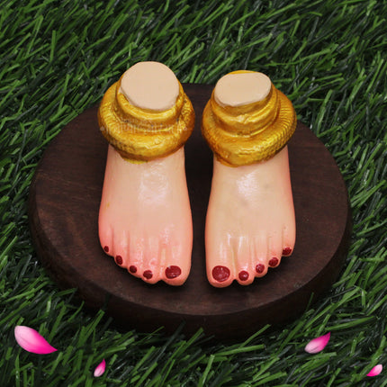 Laxmi Charan Paduka for Pooja | Spiritual Lakshmi Charan Feet Symbol | Auspicious Paduka for Mandir, Dhanteras, Diwali & Daily Worship  (Small Size Paduka 2.5 inches x 1 inches)