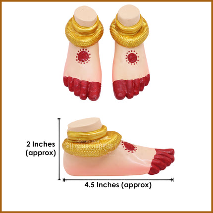 Margashirsha Lakshmi Puja Paduka | Traditional Devi Charan for Monthly Lakshmi Vrat Divine Mata Paduka / Lakshmi Charan Paduka for Pooja | Traditional Devi Feet  for Mandir Decor - (Big Size Paduka - 4.5 x 2 Inch)