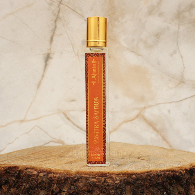 Pavitra Saffron Roll-On Attar – Pure Natural Long Lasting Kesar Fragrance for Pooja, Meditation, Spiritual Devotion & Daily Use